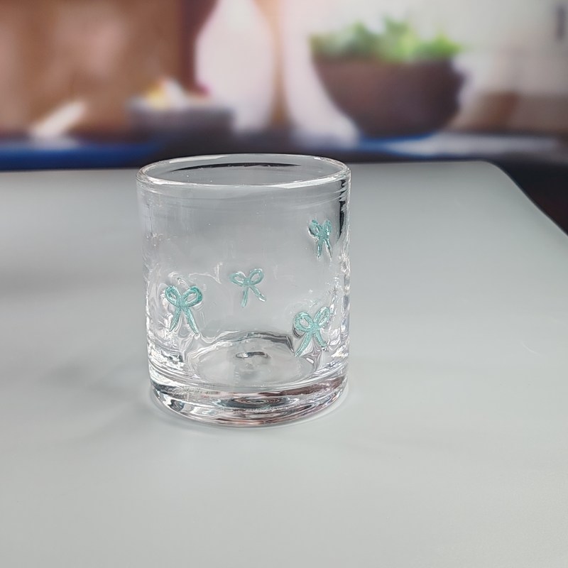 جودة 14oz Valentine's Decorative DOF Glass Bowknot Water Tumbler Glasses Mexico Icon Rock Glass Cup for Wedding Party Gift مصنع