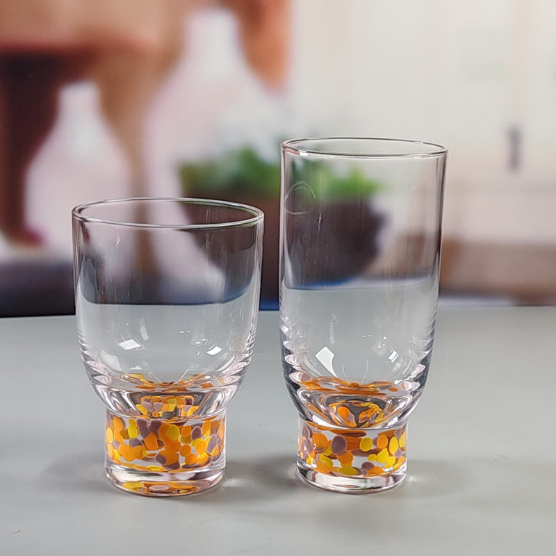 جودة Confetti Decorative DOF Glass Handmade Crystal Tumbler Water Glasses Mexico Rock Glass Cup for Wedding Party Gift مصنع