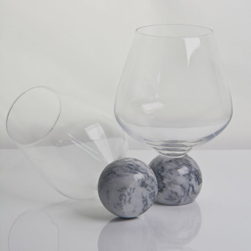 جودة Marble Sphere Base Crystal Wine Glass Set Handblown Ultra Clear Crystal with Natural Stone Elegance Ideal for Daily and Special Gatherings مصنع