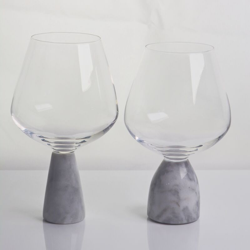 جودة Hand Blown Crystal Wine Glass with Modern Gray Marble Stem Base Ultra Clear Bowl Perfect for Dinner Parties and Everyday مصنع