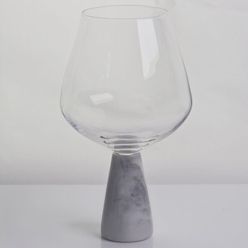 جودة Hand Blown Crystal Wine Glass with Modern Gray Marble Stem Base Ultra Clear Bowl Perfect for Dinner Parties and Everyday مصنع