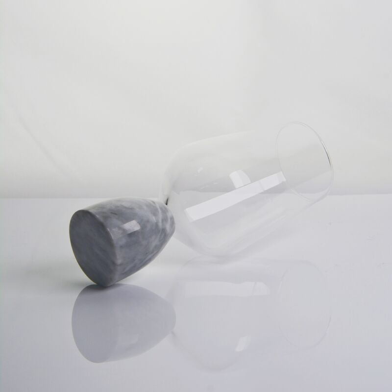 جودة Hand Blown Crystal Wine Glass with Modern Gray Marble Stem Base Ultra Clear Bowl Perfect for Dinner Parties and Everyday مصنع