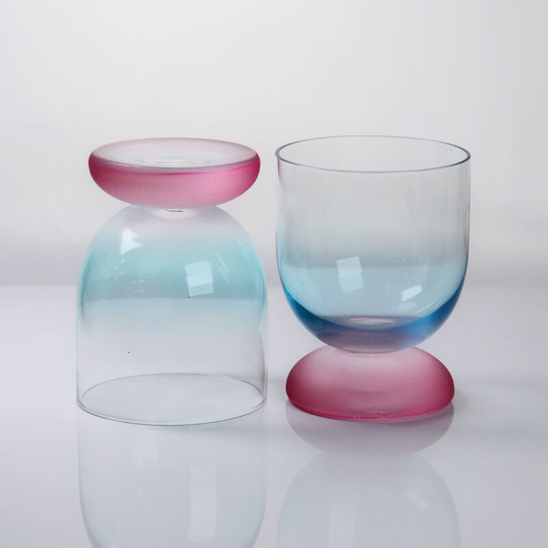 جودة Handblown Crystal Wine Glass Goblet with Two-color Gradient and Frosted Base for 300ml Wine Cocktail & Home Decor مصنع