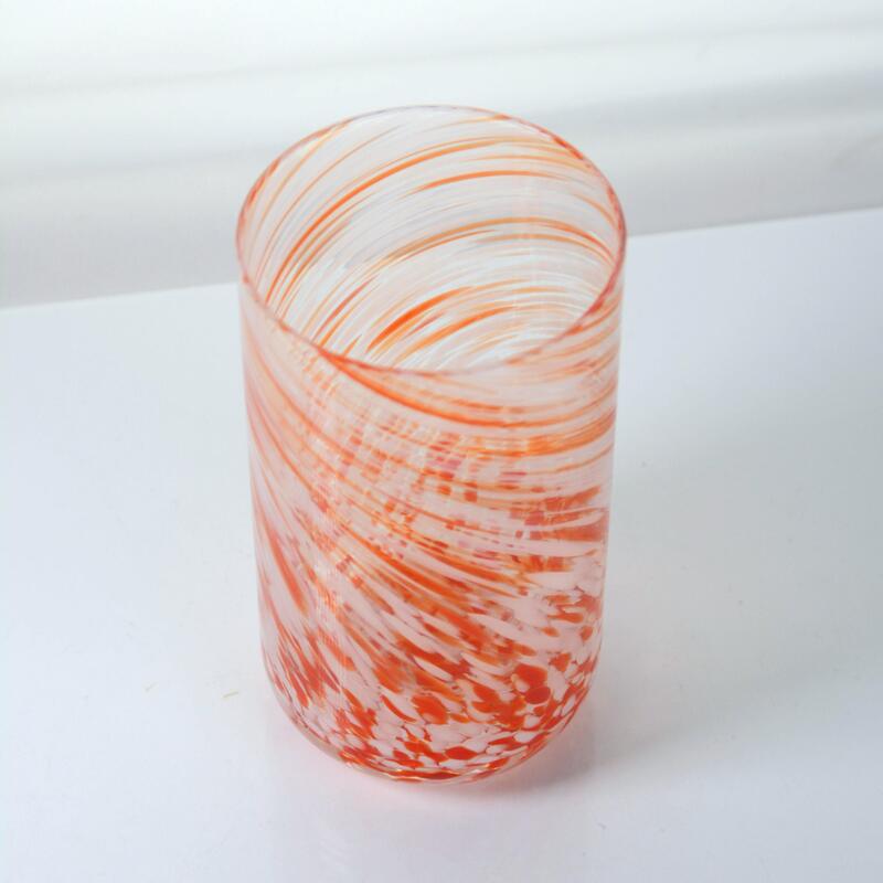 جودة Hand-blown Orange Swirl Confetti Glass Cup - Artisan Crafted Drinking Glass for Whiskey and Cocktails مصنع