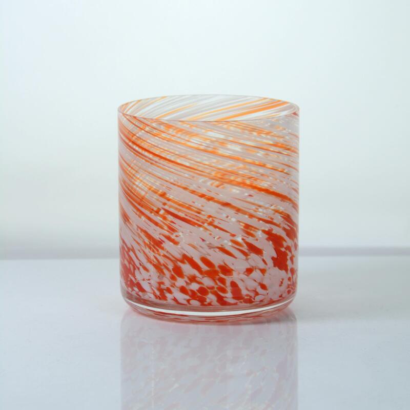 جودة Hand-blown Orange Swirl Confetti Glass Cup - Artisan Crafted Drinking Glass for Whiskey and Cocktails مصنع