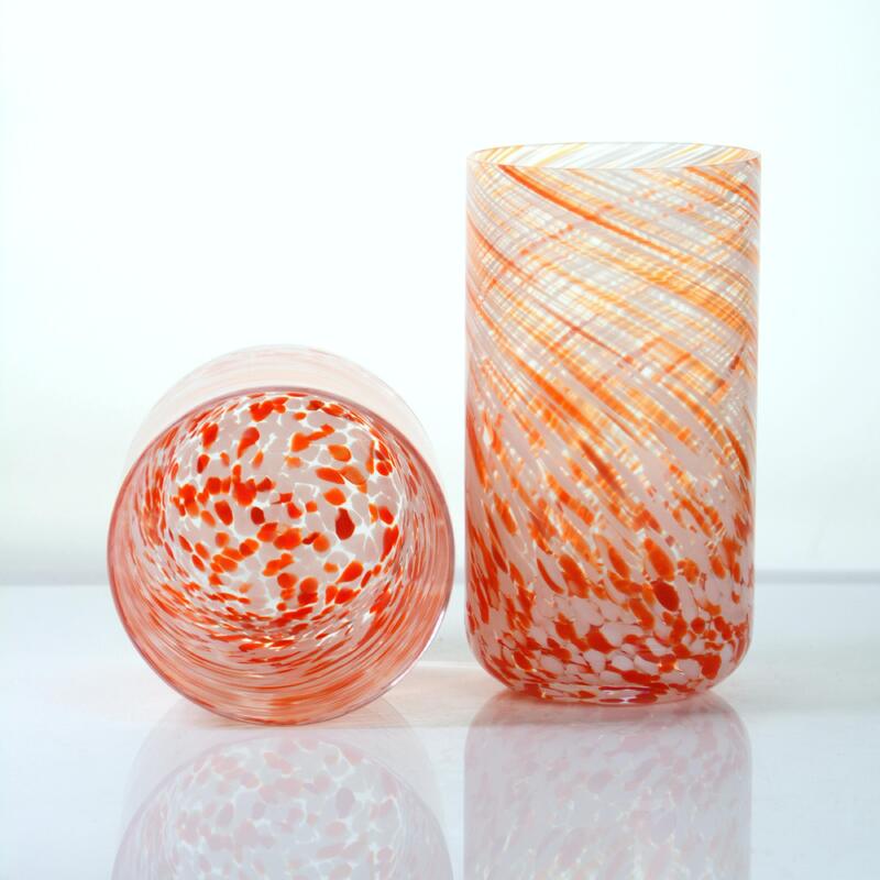جودة Hand-blown Orange Swirl Confetti Glass Cup - Artisan Crafted Drinking Glass for Whiskey and Cocktails مصنع