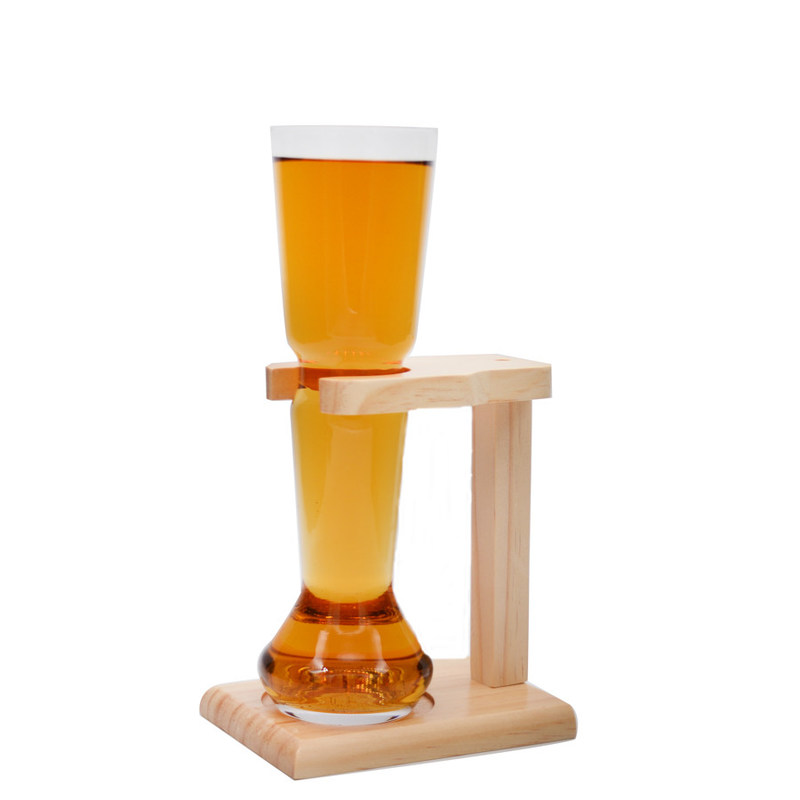 جودة Craft Beer Glasses With Wooden Stand مصنع