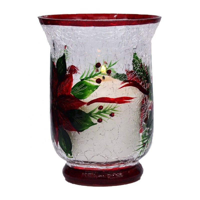 جودة Ice Crack Classic American Glass Hurricane Candle Holder مصنع