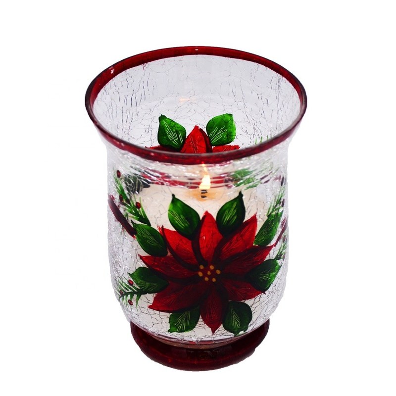 جودة Ice Crack Classic American Glass Hurricane Candle Holder مصنع