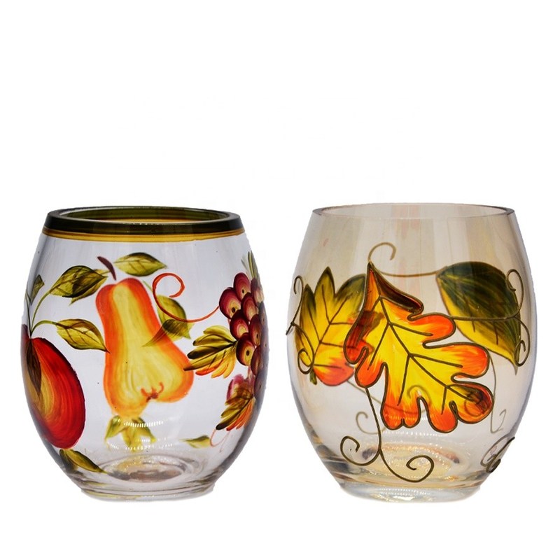 جودة Egg Shaped Beautiful Color Glass Cylinder Candle Holders , Glass Votive Candle Holders مصنع