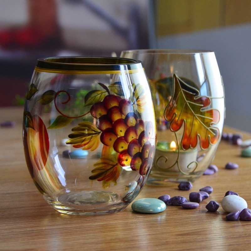 جودة Egg Shaped Beautiful Color Glass Cylinder Candle Holders , Glass Votive Candle Holders مصنع