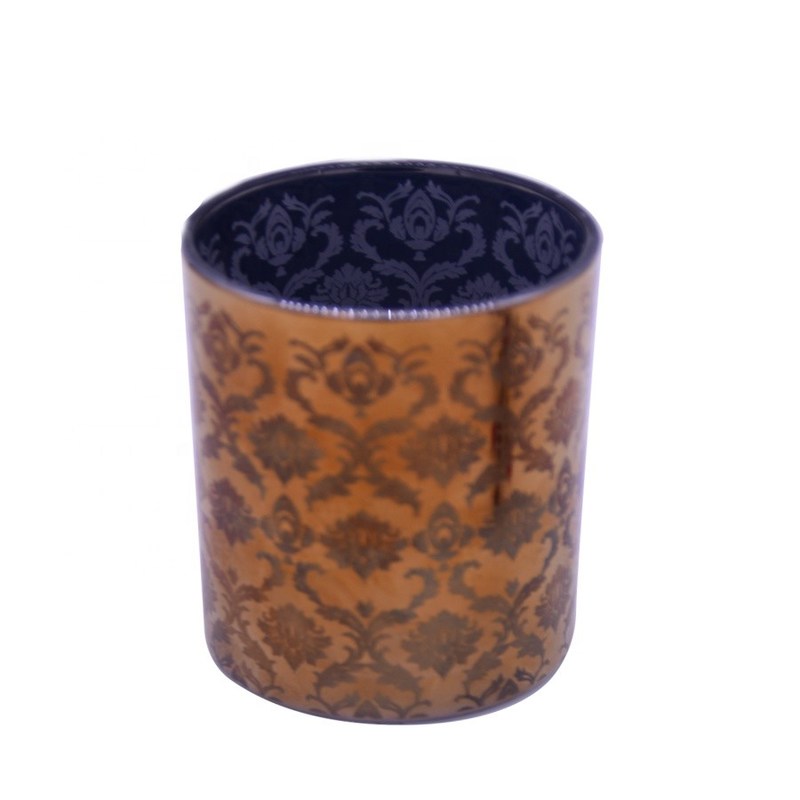 جودة Copper Glass Candle Holders With Laser Engrave Pattern مصنع