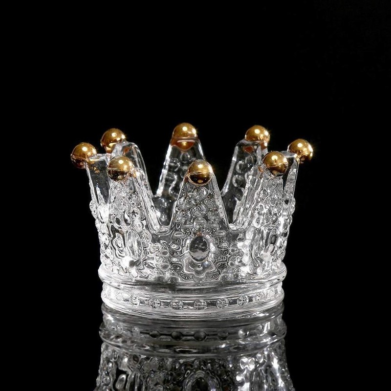 جودة Classic Crown Clear Glass Candle Holders مصنع