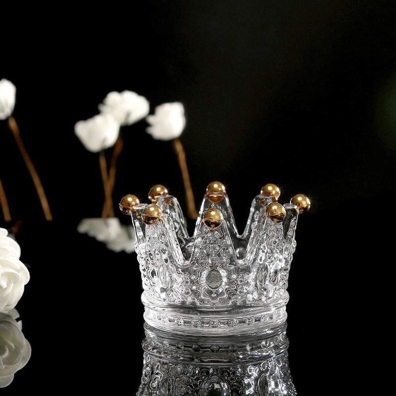 جودة Classic Crown Clear Glass Candle Holders مصنع