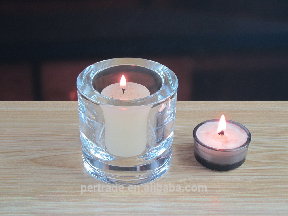 جودة Thick Wall Glass Cylinder Candle Holders For Table Decoration مصنع