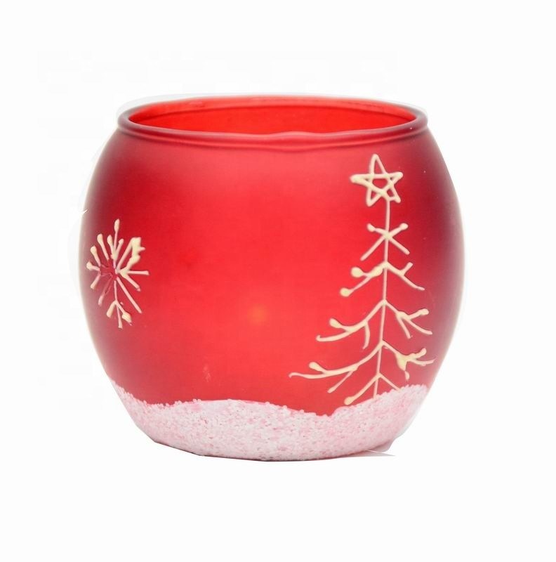 جودة Handpainted Christmas Snowflake Glass Cylinder Candle Holders مصنع
