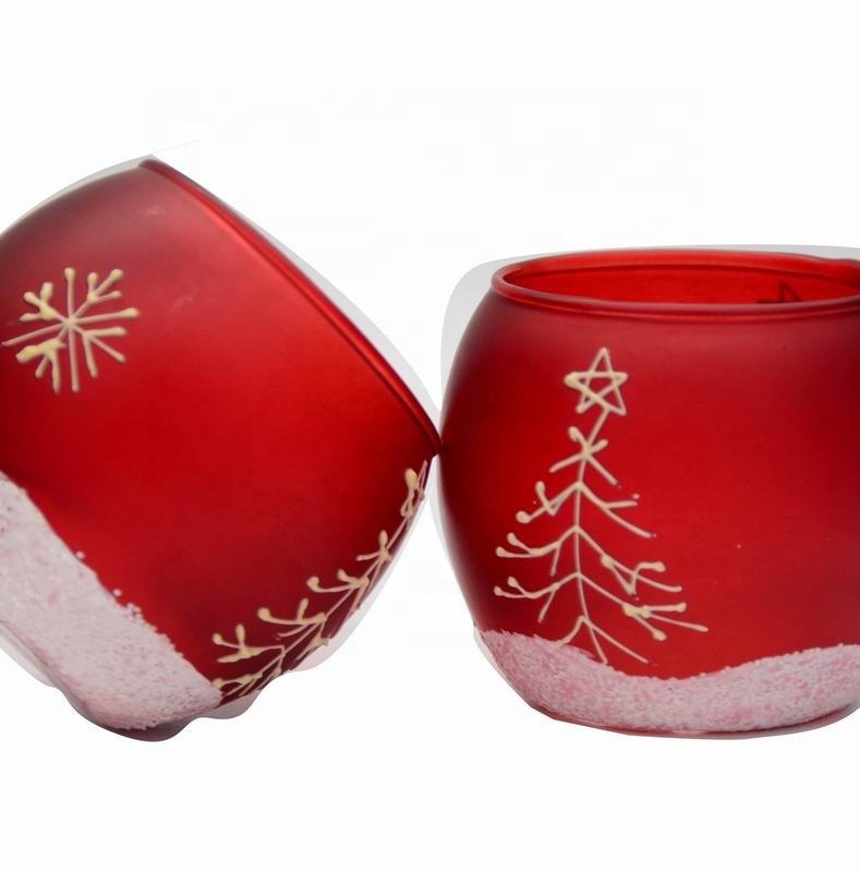 جودة Handpainted Christmas Snowflake Glass Cylinder Candle Holders مصنع