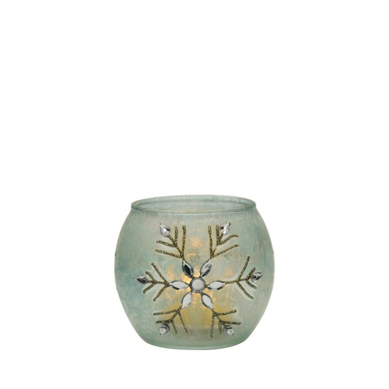 جودة Handpainted Christmas Snowflake Glass Cylinder Candle Holders مصنع