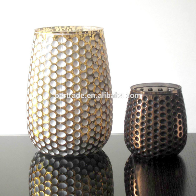 جودة 3 Size Silver Color Egg Shape Glass Candle Holders مصنع