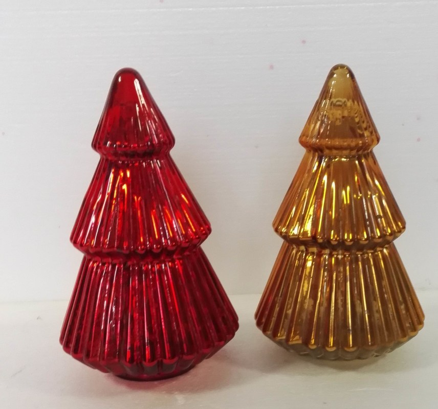 جودة Handblown LED Holiday Glass Candle Holders Christmas Tree Pattern مصنع