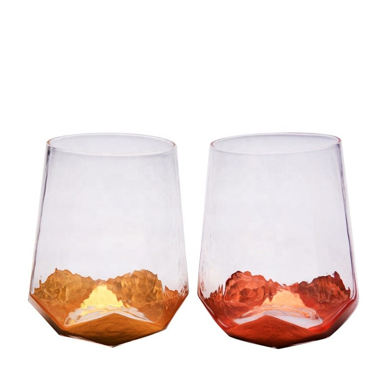 جودة Customize Stemless Gold Foil Decorated Crystal Wine Glass مصنع