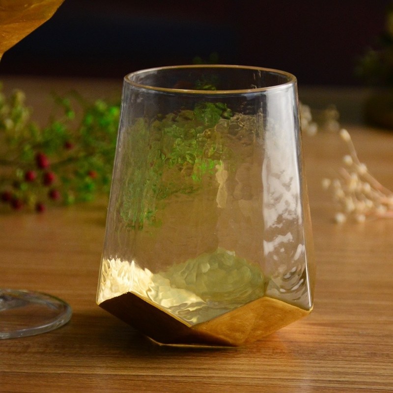 جودة Customize Stemless Gold Foil Decorated Crystal Wine Glass مصنع