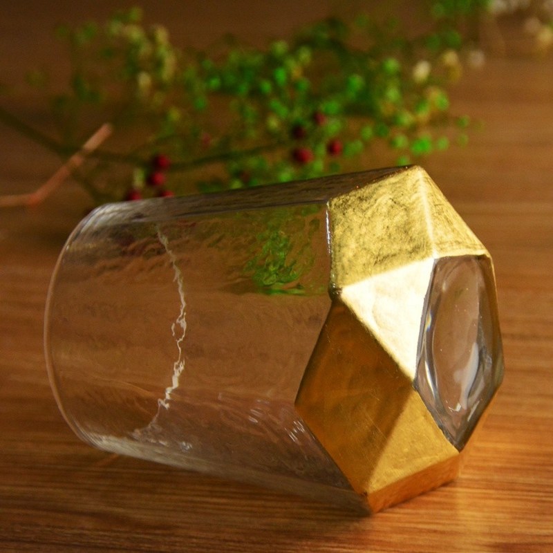 جودة Customize Stemless Gold Foil Decorated Crystal Wine Glass مصنع