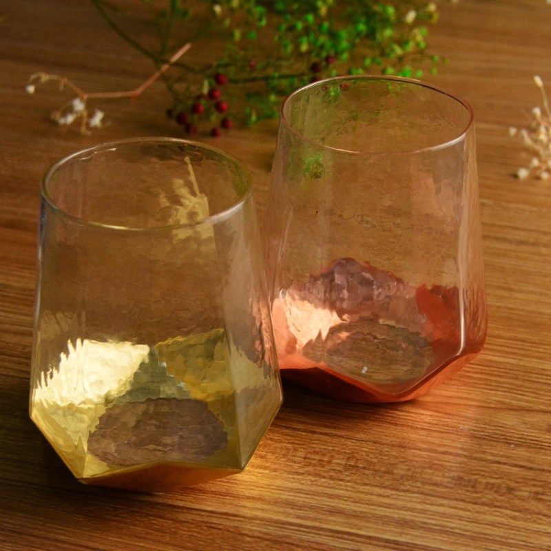 جودة Customize Stemless Gold Foil Decorated Crystal Wine Glass مصنع