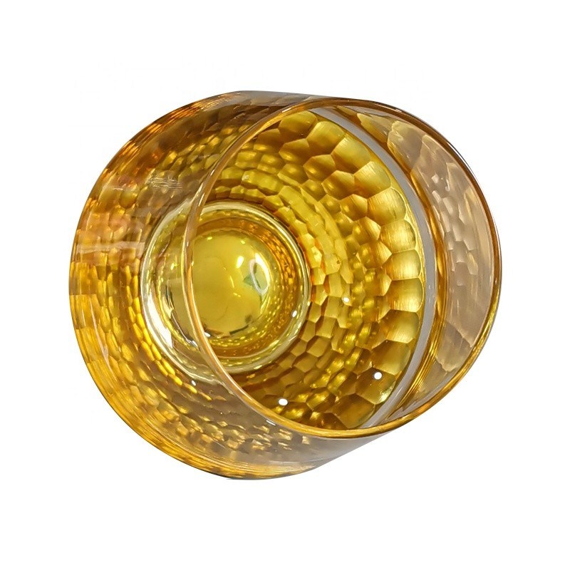 جودة 400ml Hand Cut Gold Honeycomb Crystal Wine Glasses مصنع