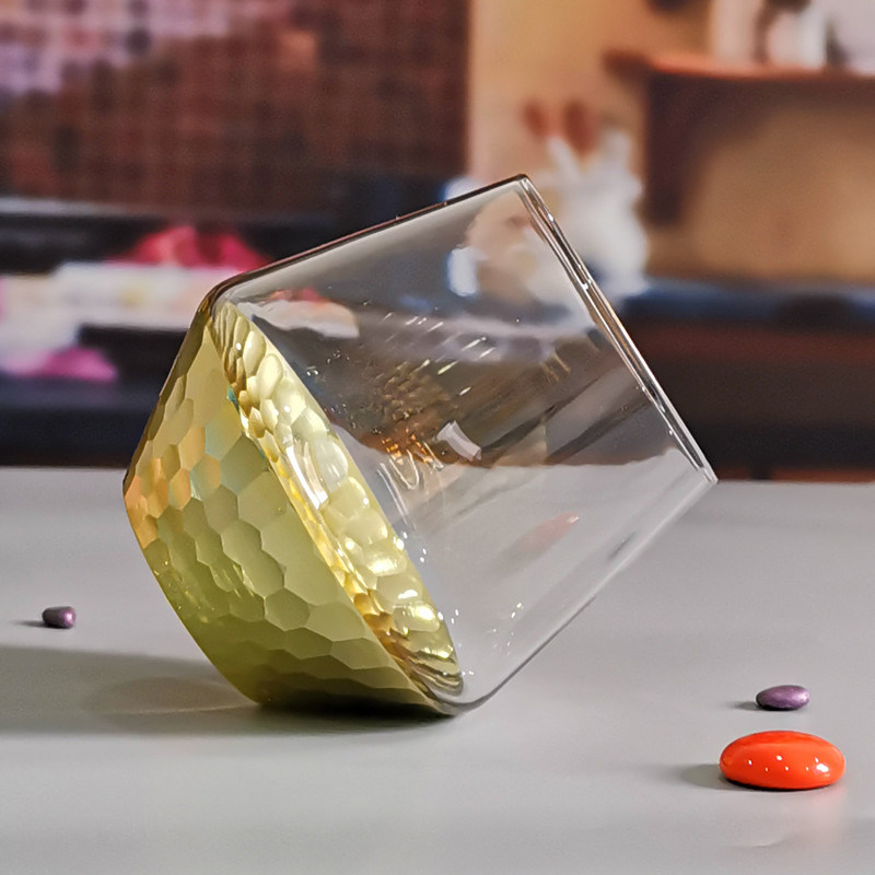 جودة 400ml Hand Cut Gold Honeycomb Crystal Wine Glasses مصنع