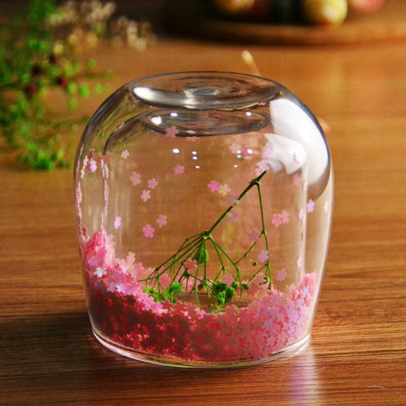 جودة Customized Double Wall Glass Coffee Cup Decorative Glitter Tumbler Drinking Glasses مصنع