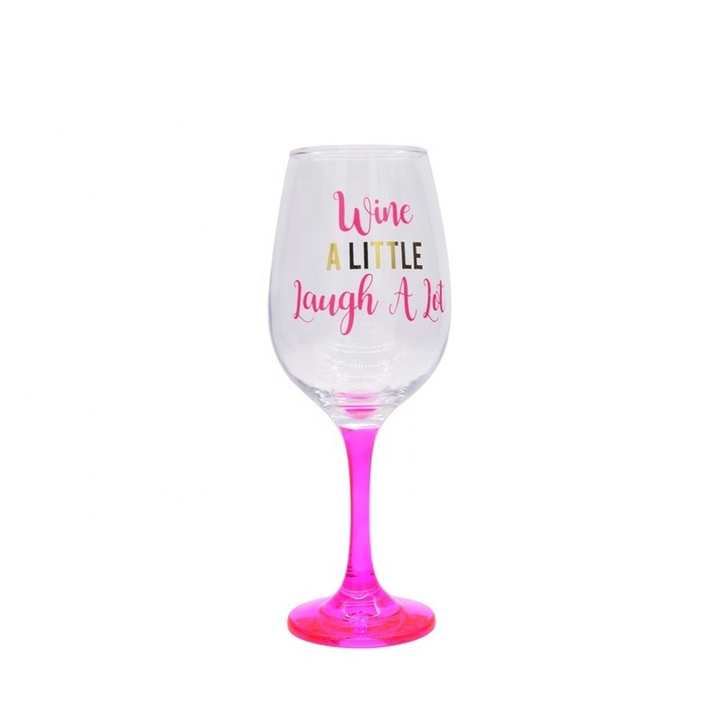 جودة 340ml Crystal Wine Glass With Funny Fonts Decal Decoration مصنع