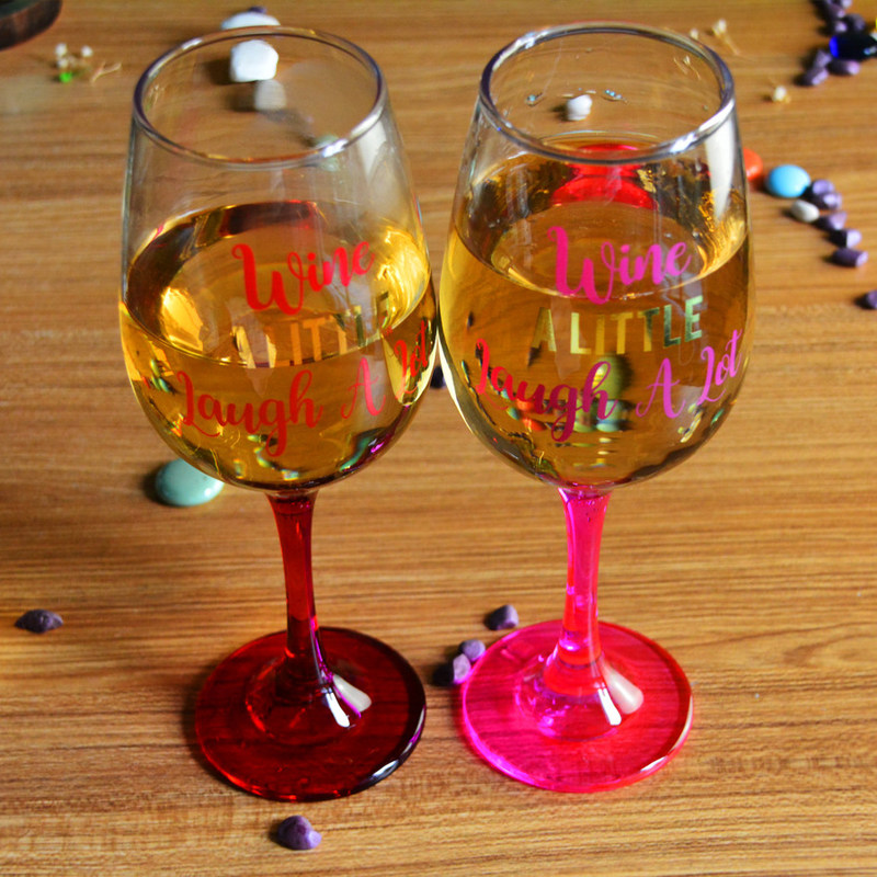 جودة 340ml Crystal Wine Glass With Funny Fonts Decal Decoration مصنع