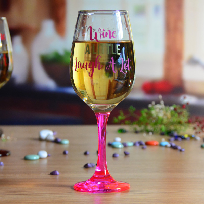 جودة 340ml Crystal Wine Glass With Funny Fonts Decal Decoration مصنع