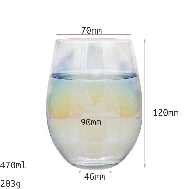 جودة Ion Plated Rainbowl 16 Oz Stemless Wine Glass , Antique Crystal Wine Glasses مصنع