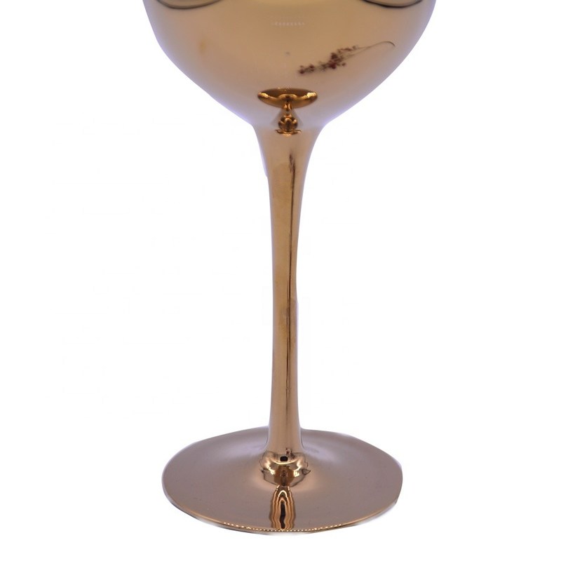 جودة Gold Plated 16oz Crystal Wine Glass With Decal Logo For Gift مصنع