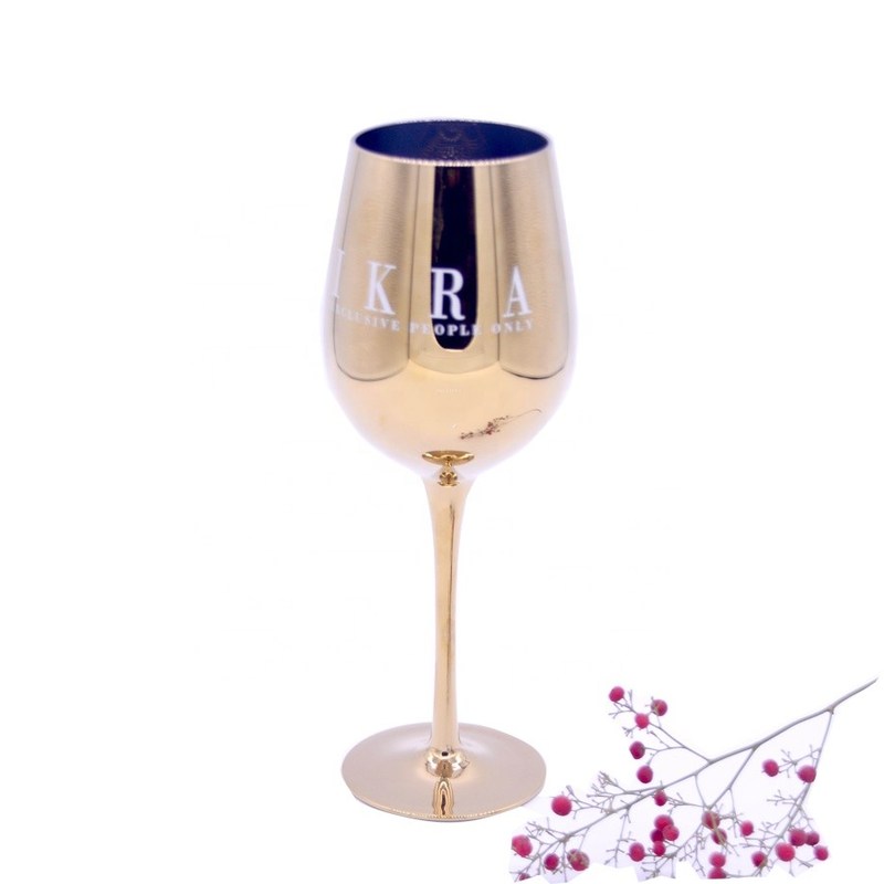 جودة Gold Plated 16oz Crystal Wine Glass With Decal Logo For Gift مصنع