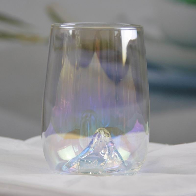 جودة Ice Mountain Bottom Crystal Wine Glass With Ion Plated Irridescent مصنع