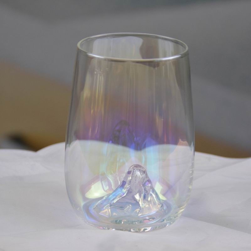 جودة Ice Mountain Bottom Crystal Wine Glass With Ion Plated Irridescent مصنع