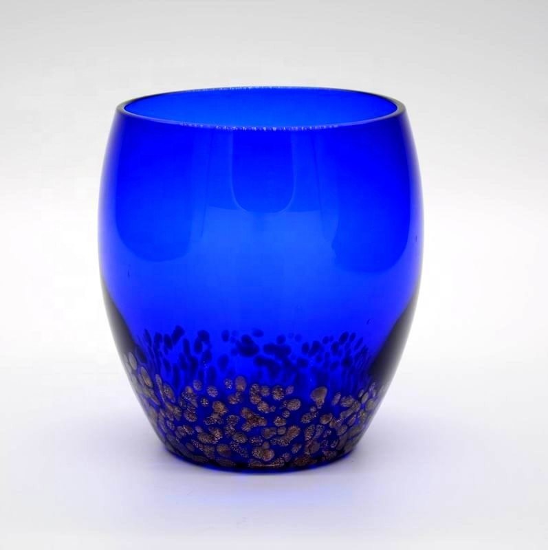 جودة Handblowned Blue Rock Golden Dots Crystal Wine Glass مصنع