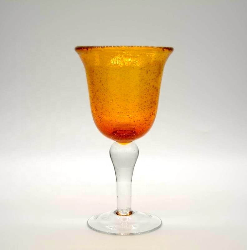 جودة Handblown Solid Color Mexican Bubbles Goblet Crystal Wine Glass مصنع