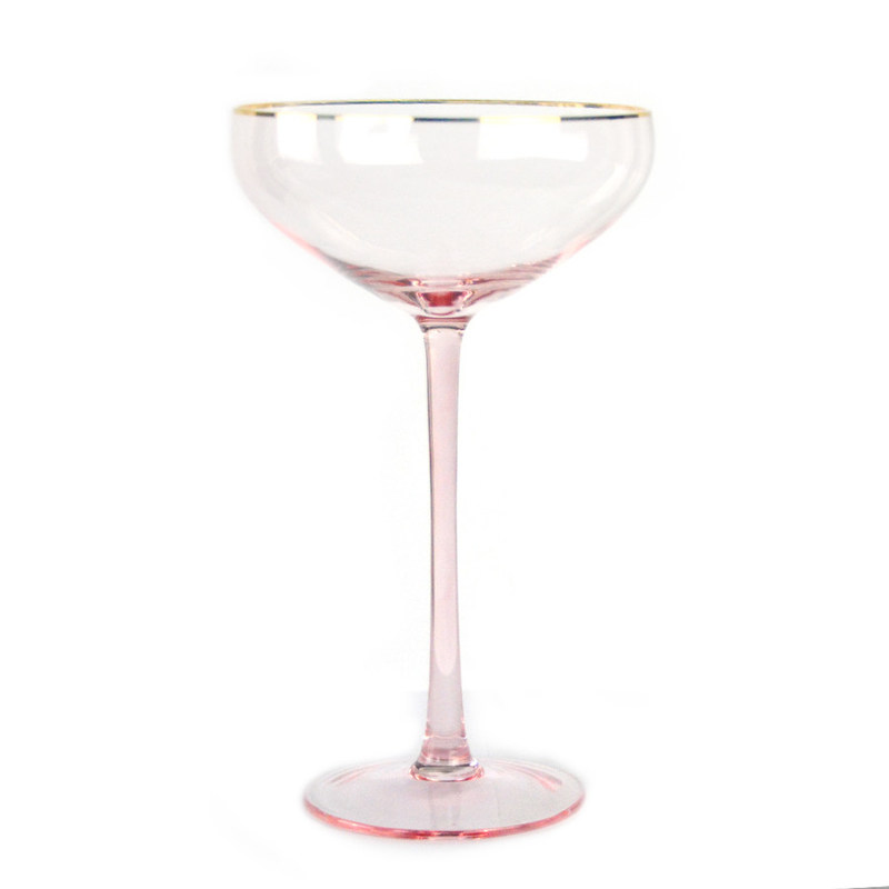 جودة Gold Rim Pink Crystal Wine Glass For Holiday Party مصنع