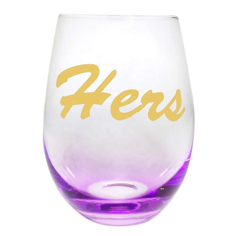 جودة Egg Shape  Stemless Clear Wine Glass ，Clear Stemless Wine Glasses With Golden Fonts مصنع