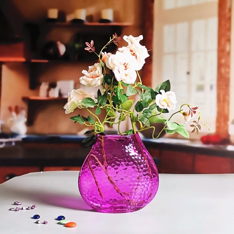 جودة Home Decoration 8" Fish Style Vintage Pink Glass Vase مصنع