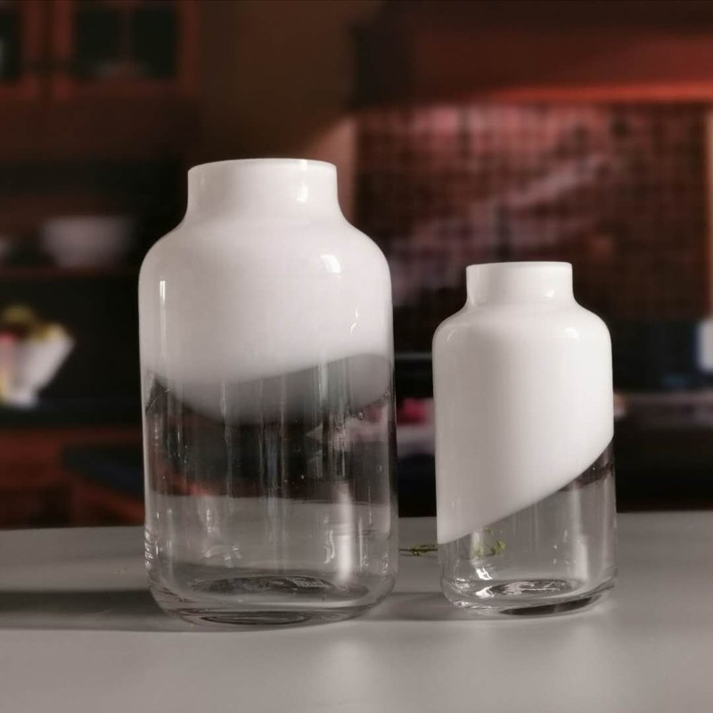 جودة Hand Made Solid White Top Half Ceramic Glass Jar Vase مصنع