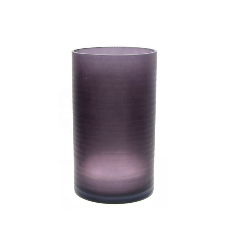 جودة Hand Engraved Cylinder Decorative Glass Vase ,  Cylinder Vase Centerpieces With Pattern مصنع