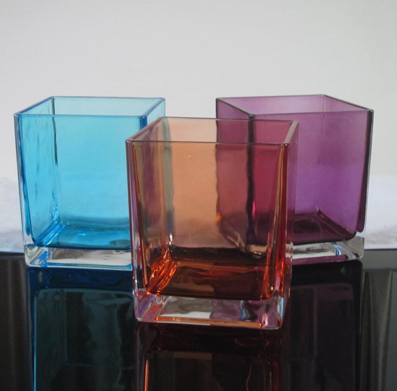 جودة Handmade Square 8 Inch Glass Vase For Centerpieces مصنع