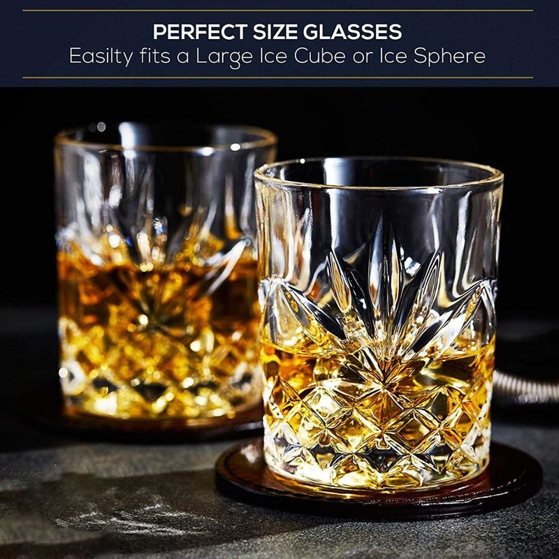 جودة Old Fashioned Lead Free Embossed 10 Oz Whiskey Glasses , Whiskey Tasting Glasses مصنع