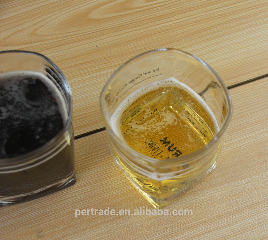 جودة Set Of Four Square 240ml Fancy Whiskey Glass With Decal مصنع