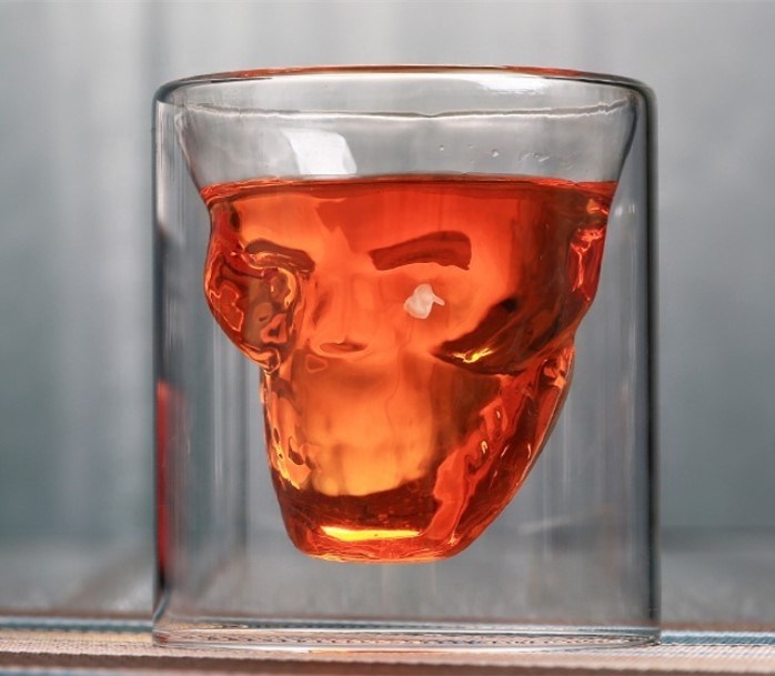 جودة Skull Shaped Double Wall 2.5oz Old Fashioned Whiskey Tumbler مصنع